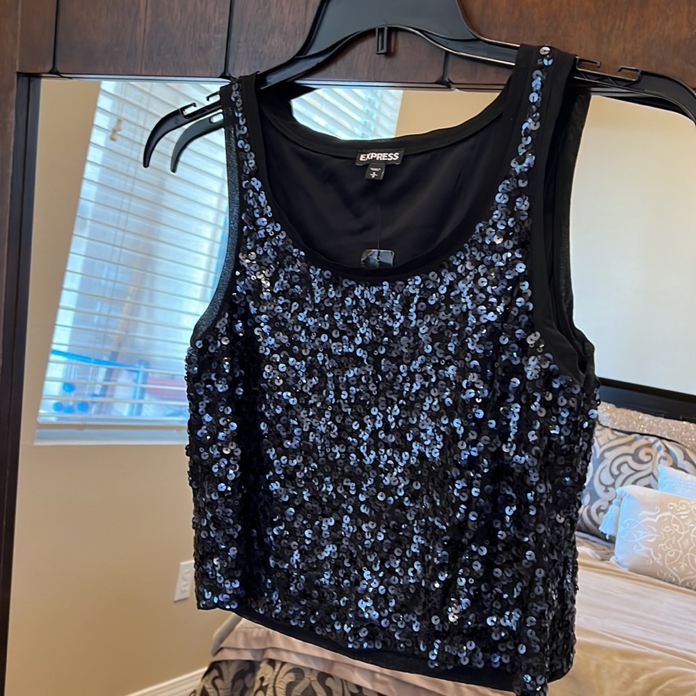 Brand NEW express black sequin crop top size S/P
